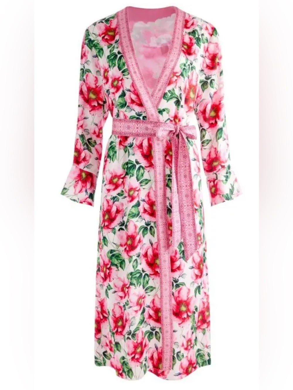 Alice Olivia Joon Reversible Robe Pink Floral Kimono Luxury Loungewear XS S New